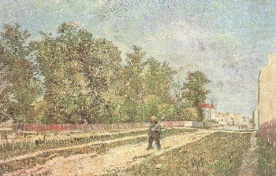 Vincent Van Gogh Outskirts of Paris:Road with Peasant Shouldering a Spade (nn04) china oil painting image